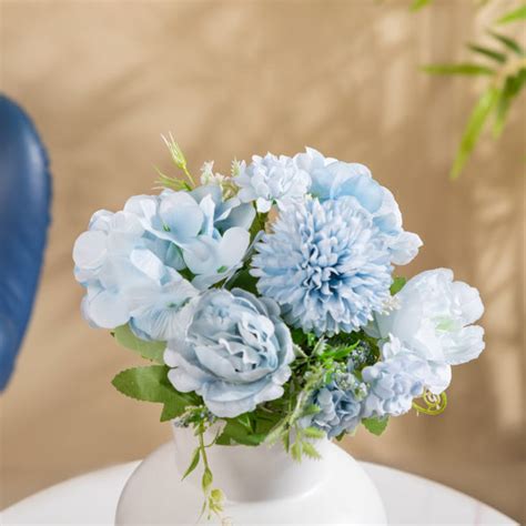 Artificial Flower Bunch Peony Blue Online - Premium Artificial Flower ...
