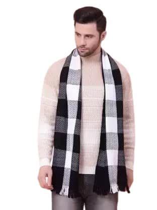 Buy Men's Winter Scarf, Black And White Checkered Muffler at Amazon.in
