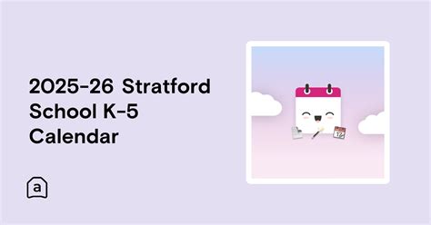2025-26 Stratford School K-5 Calendar | Agenda Hero