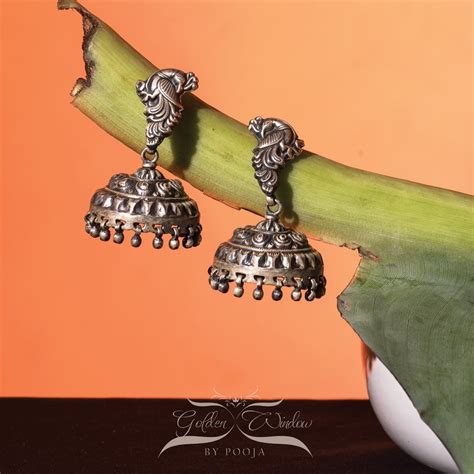 Sterling Silver Peacock Earrings – Golden Window By Pooja