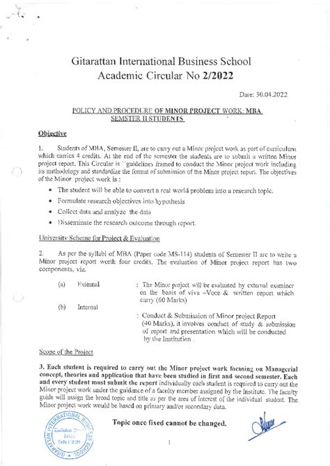 MBA Semester II Minor Project Report Guidelines and Evaluation Criteria ...