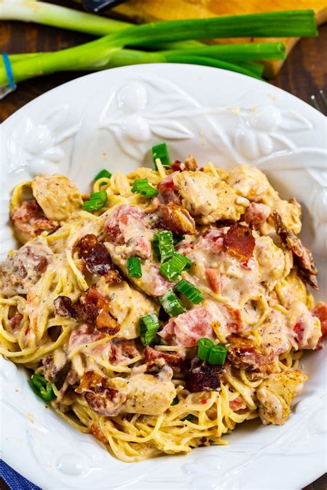 Creamy Angel Hair Pasta with Chicken and Bacon - Spicy Southern Kitchen