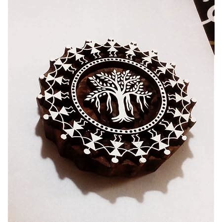 Buy A.blocks Arts Wooden Printing Warli Type (Brown) -8 Piece Set ...