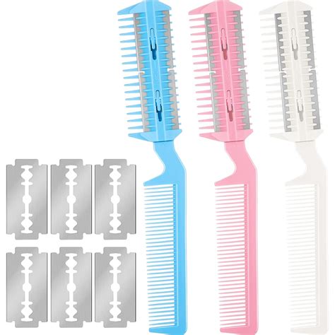 Amazon.com : 3 Pieces Razor Comb with 10 Pieces Razors, Hair Cutter ...