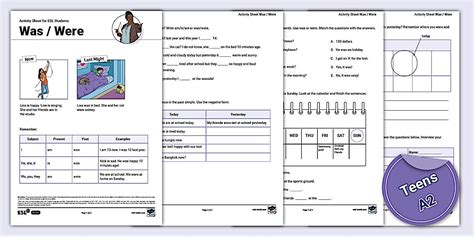 ESL Was / Were Activity Sheet [Teens, A2]