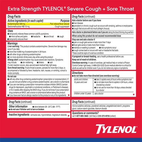 TYLENOL® Cold Extra Strength Severe Cough + Sore Throat Day Caplets