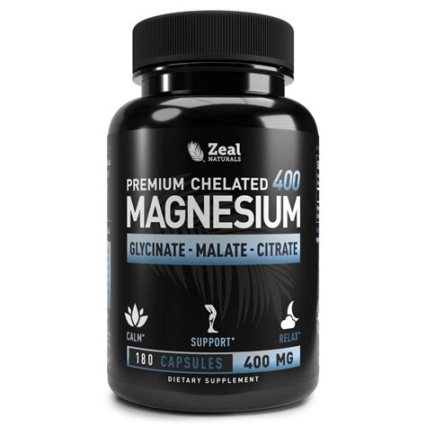 Premium Chelated Magnesium Glycinate Malate Citrate 400mg 180 Capsules Triple | Desertcart INDIA