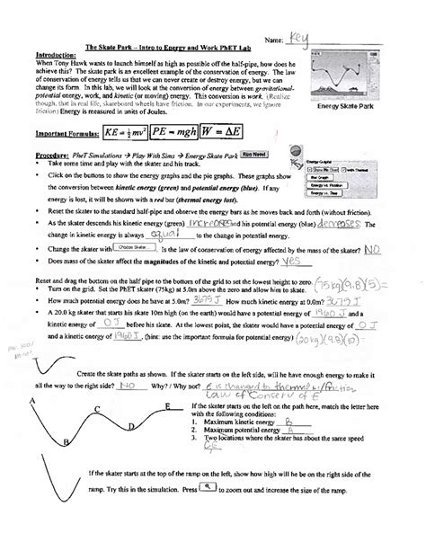 Energy skate park phet key - Name: key The Skate Park Intro to Energy ...