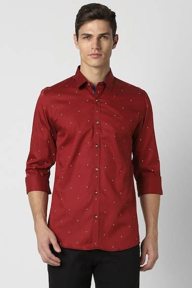 Buy Men Maroon Slim Fit Print Full Sleeves Casual Shirt Online - 939271 ...
