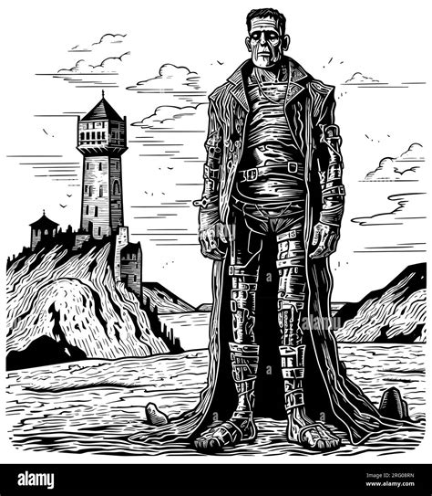 Frankenstein Monster Linocut Stock Vector Image & Art - Alamy