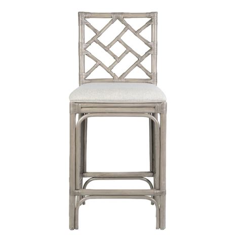 East at Main Kubu Gray Mud Wash 30-in H Bar height Upholstered Rattan ...