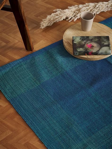 Buy Fabindia Symphony Poly Woven Dhurrie (Teal) Online at Low Prices in ...