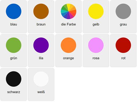 Colors in German - Vocabulary Game - Ekvis.com