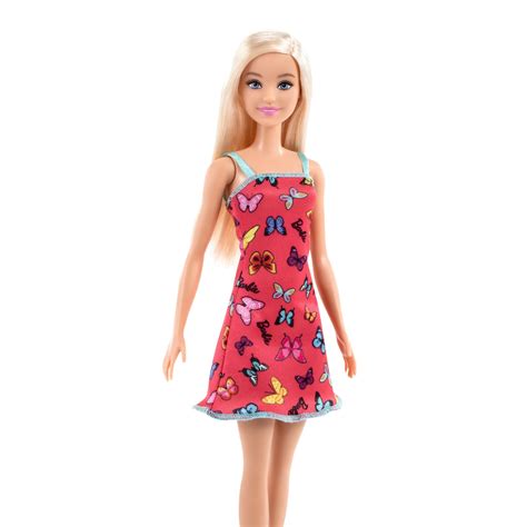 Barbie Doll (11.5 inches) with Colorful Butterfly Logo Print Red Dress ...