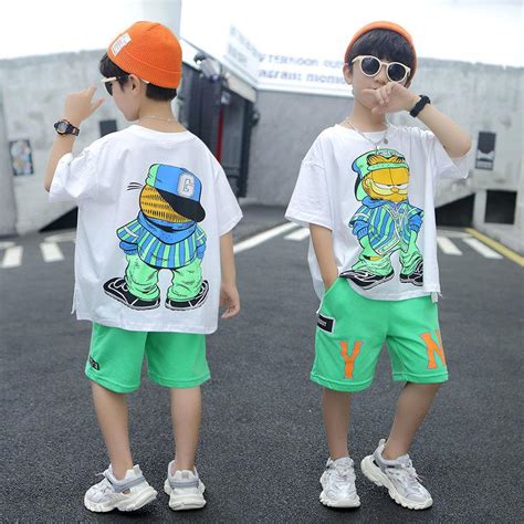 男童儿童夏天套装2021新款韩版潮帅气中大儿童短袖两件套男孩洋气-阿里巴巴