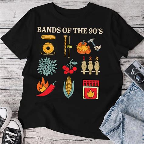 Retro Popular Music Bands of the 90s Rock Funny Vintage T-shirt, 90s ...