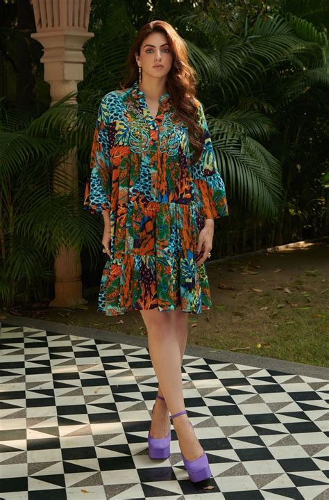 Forest print embroidered tier dress