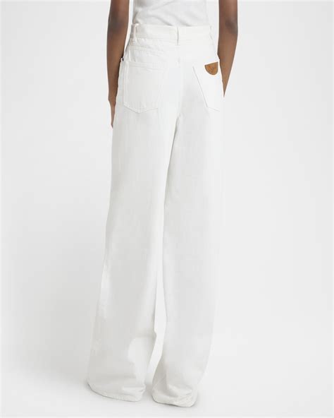 Chloe High-Rise White Denim Wide-Leg Palazzo Pants | Neiman Marcus