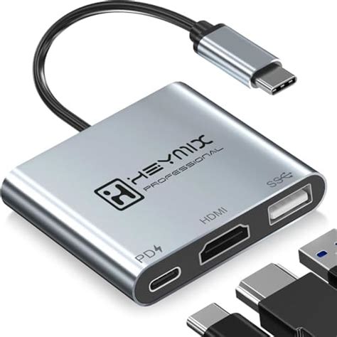 HEYMIX USB C Hub,Type C to HDMI Multiport Adapter,3IN1 Type C Hub Hdmi ...
