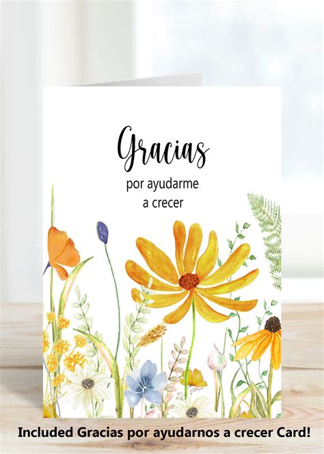 Spanish Teacher Appreciation, Gracias Por Ayudarme a Crecer, Printable ...