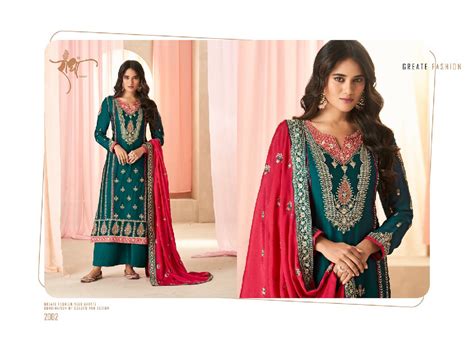 RADHA TRENDZ SATRANGI BEAUTIFUL EMBROIDERY WORK UNSTITCH PLAZZO STYLE ...
