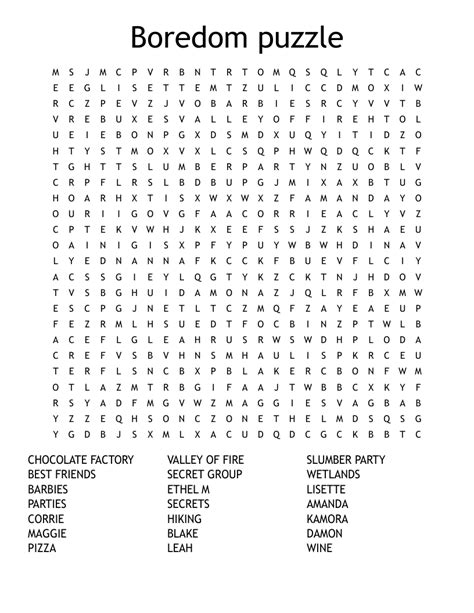 Boredom puzzle Word Search - WordMint
