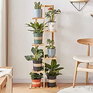 Naayaab Craft Bamboo Plant Stand, 6 Tier 7 Potted Stand for Indoor ...