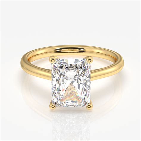 Radiant Cut Lab Grown Diamond Classic Solitaire Engagement 14k Gold Ri ...