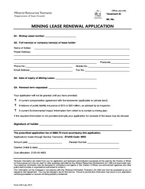 Fillable Online mrt tas gov MINING LEASE RENEWAL APPLICATION ...