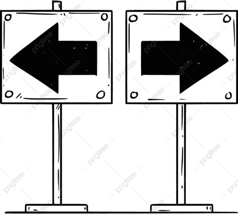 Dessin Animé De Deux Flèches Gauche Et Droite PNG , Décision, Carrefour ...