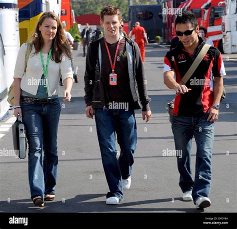 (R-L) Super Aguri F1 team Formula One drivers Japanese Takuma Sato, his British team-mate ...