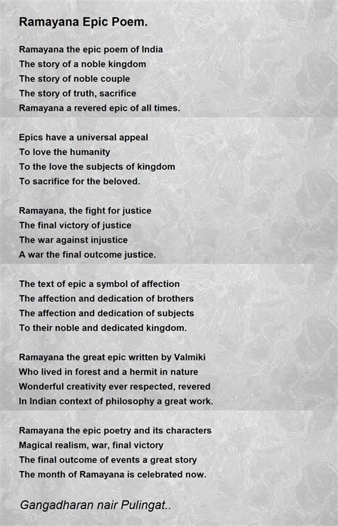 Ramayana Epic Poem. Poem by Gangadharan nair Pulingat.. - Poem Hunter