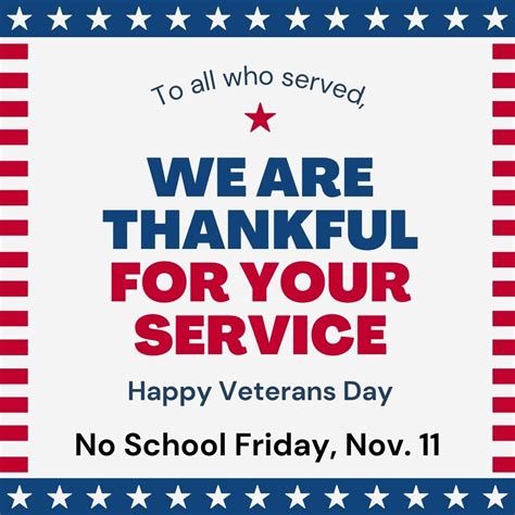 Reminder: No School Veterans Day Nov. 11 | Hudson City School District