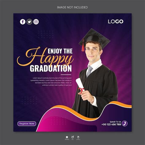 Vector happy graduation and education social media post or banner ...