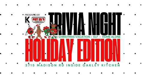 Trivia Night Holiday Edition- HOME ALONE, Oakley Kitchen Food Hall, St ...