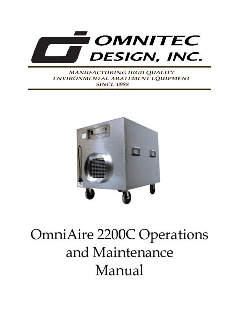 Fillable Online OMNI-AIRE 2200C HEPA Negative Air Machine (Airflow Fax ...
