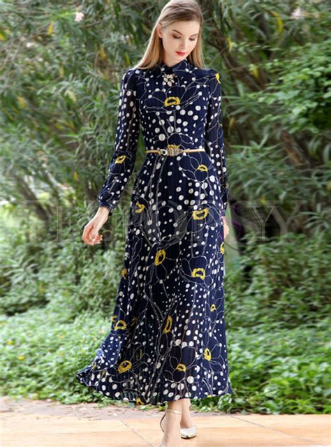 long sleeve blue dress