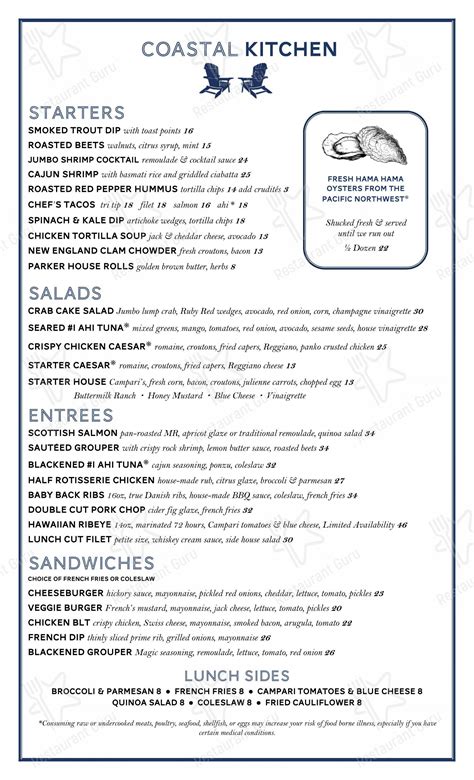 Menu at Coastal Kitchen pub & bar, Dana Point