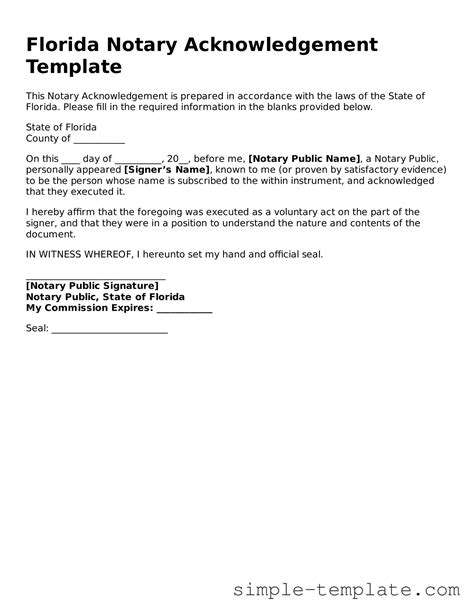 Make Your Florida Notary Acknowledgement With Our Fillable Template