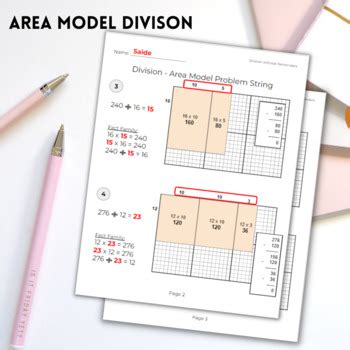Division Practice using Area Model - VISUAL Math Strategy [5.NBT.B6]