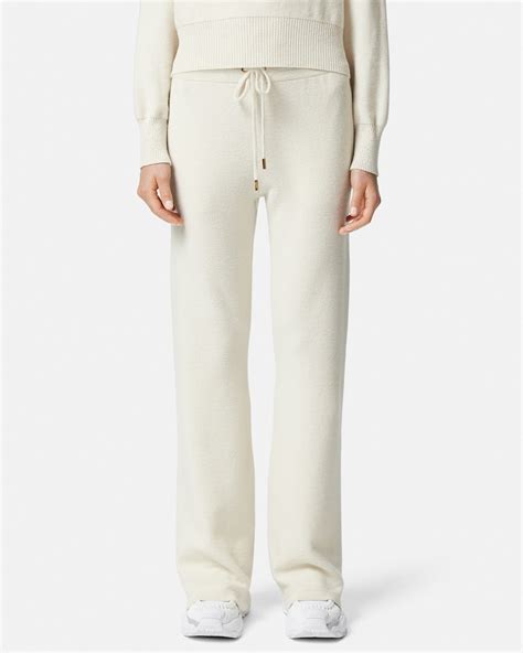 Wool-Blend Flared Towel Trousers White | VERSACE UK