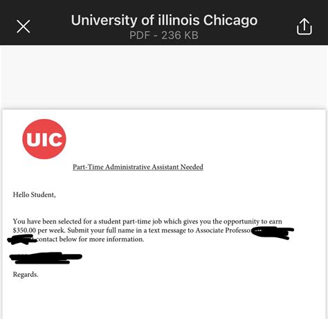Is this a legit part-time offer or just a message sent to every student？It was sent to my uic ...