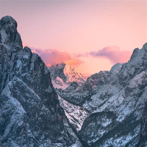 Download wallpaper 3415x3415 mountains, snow, dusk, winter ipad pro 12. ...