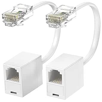 RJ45 Male to RJ11 Female Converter Adapter Connector Cable, (2 Pack ...