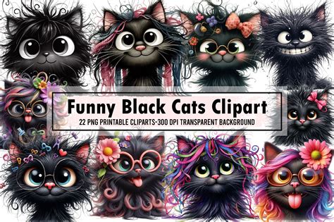 Funny Black Cats Clipart - Cute Cat Png Afbeelding door Sublimation ...