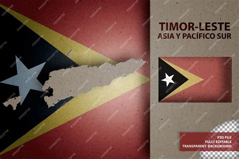 Premium PSD | Infographic with map and flag of timor leste