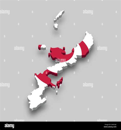 3d isometric Map of Okinawa is a prefecture of Japan with national flag ...