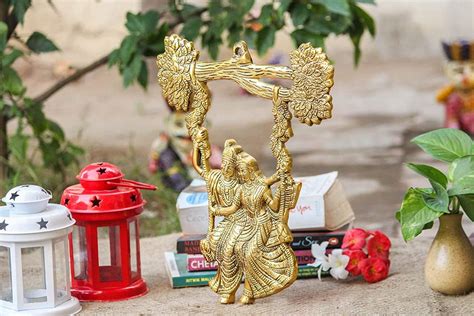 Gadgetify Metal Wall Hanging Radha Krishna Tree Jhula Decorative ...