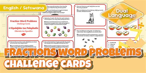 Grade 4 Maths - Term 3 - Fractions Word Problems Maths Challenge Cards