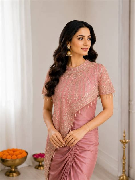 Designer Peach Color Crepe Silk Koti Dhoti Set – Vastra Shop